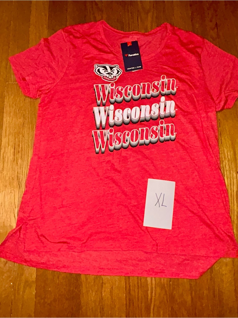 Fanatics Pink Wisconsin Retro Script Tee W XL NWT